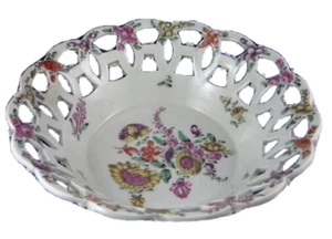 Antique 18thC Worcester Porcelain Polychrome Reticulated Basket Porzellan Korb - Picture 1 of 11