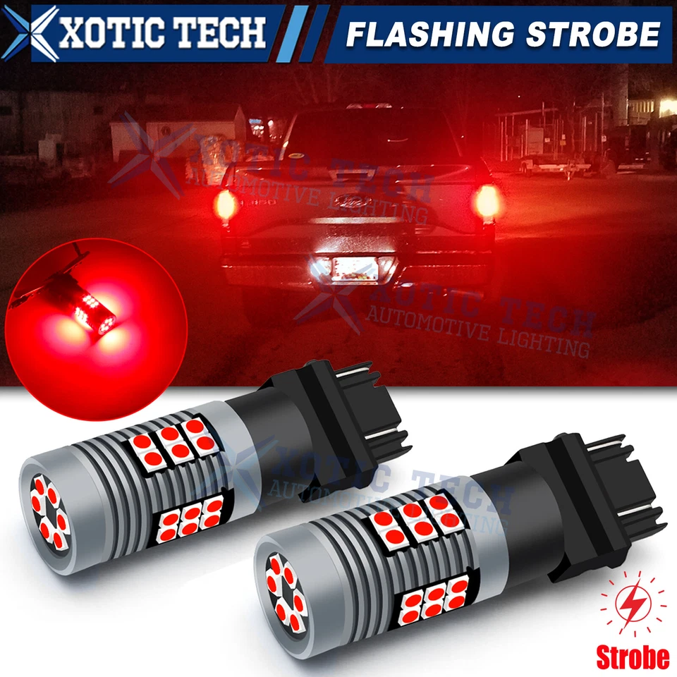 3157 Bombillas de luz de freno LED estroboscópicas intermitentes a parada sólida para GMC Chevy Foto 1 de 4