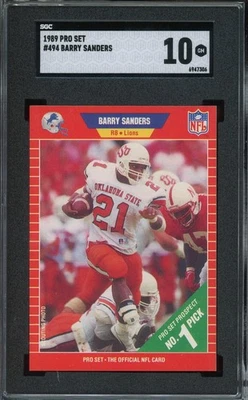 NFL Pro Set Barry Sanders RC 1989 #494 2003 HOF *PERFECTO* SGC 10 gemas ¡como nuevo! Foto 1 de 2
