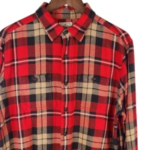American Eagle Flannel Shirt Mens Large Red Plaid Long Sleeve Button Front AEO - Picture 1 of 11