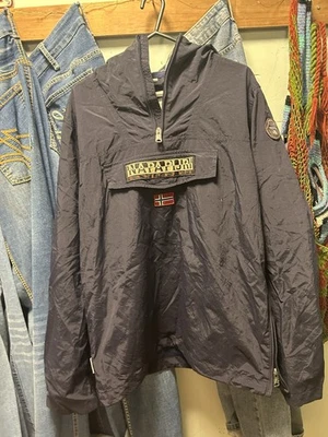 Vintage Napapijri Rainforest Summer Anorak Dark Blue Coat - Image 1 of 4