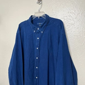 Camisa Polo Ralph Lauren Para Hombres 3XLT Alta Azul Índigo Oxford Manga Larga - Imagen 1 de 17