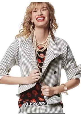 Jaqueta CAbi estilo cropped janela preto e branco #3173 tamanho grande em excelente estado usado - Imagem 1 de 4
