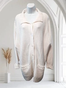 Vtg Liz Baker Sz 2X Button Front Cardigan Sweater White 100% Acrylic. NS-10 - Picture 1 of 9