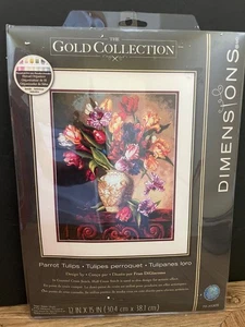 DIMENSIONS GOLD COLLECTION Counted Cross Stitch Kit Parrot Tulips 70-35305 NEW - Picture 1 of 3