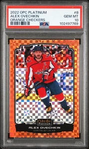 2022 O-Pee-Chee Platinum Alex Ovechkin #8 Orange Checkers PSA 10/25 - Imagen 1 de 2