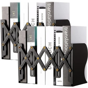 2 Pieces Adjustable Bookend Expandable Metal Bookend Desktop Book Stand Magaz... - Picture 1 of 7