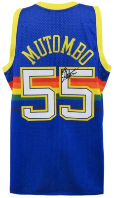 Dikembe Mutombo Signed Nuggets 1991 T/B Blue M&N Swingman Road Jersey - (SS COA) — 第 1/2 张图片