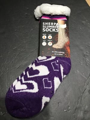 NWT Heat Trendz Sherpa Slumber Socks - One Size Fits All Unisex /purple Hearts - Image 1 of 4