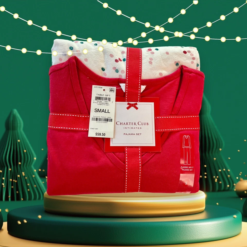 Nuevo conjunto de pijama Charter Club de 2 piezas para mujer manga larga rojo tejido suave talla L Foto 1 de 1