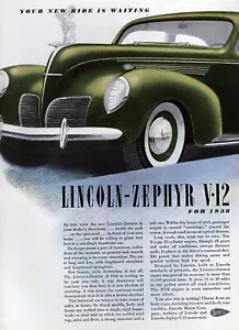 1938 Lincoln Zephyr V-12 Original Farbdruckanzeige - Bild 1 von 1