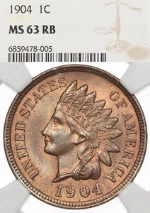 1904 1C NGC MS63 RB Indian Head Cent Red Brown - Picture 1 of 4