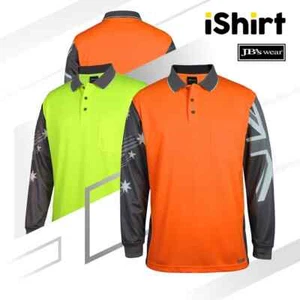 HI VIS POLO POLYESTER BREATHABLE LONG SLEEVE SOUTHERN CROSS SAFETY WORKWEAR - Picture 1 of 11