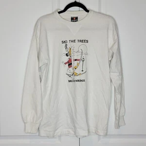 Vintage 1985 Ski the Trees Breckenridge LS White T-Shirt Large Signal Sports USA - Picture 1 of 11