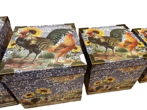 Lang Co. Bob's Boxes 5 Primitive Shimmel's Rooster Square Nesting Boxes w/ Lids - Picture 1 of 20
