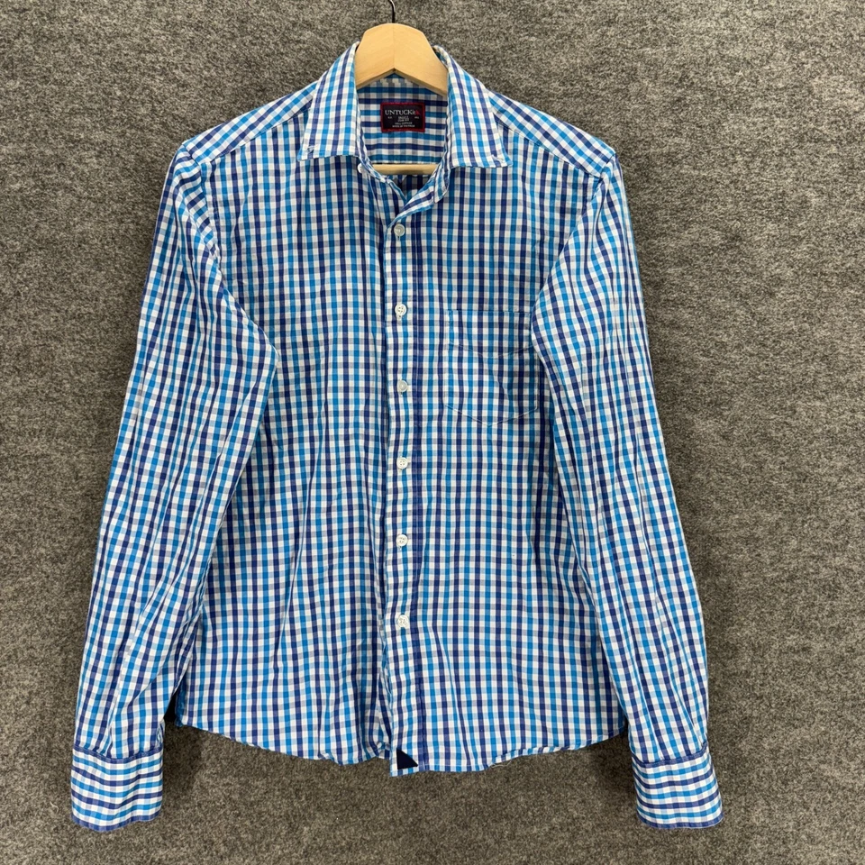 Untuckit Shirt Men S Small Blue Plaid Button Up Collared Long Sleeve Slim Fit - Image 1 of 4