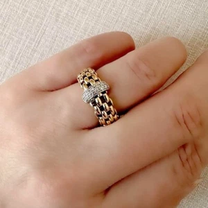 Anillo Flexible FOPE Italia FLEX IT FLEXIT Diamante 0.10ct Oro Blanco Rosa 18k XS - Imagen 1 de 6