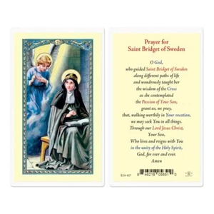 Prayer for Saint Bridget of Sweden - Laminated Holy Card E24-417 - Picture 1 of 1