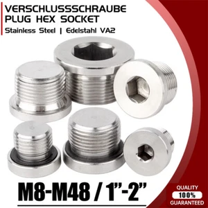 Verschlussschraube DIN 908 Edelstahl V2A Metrisch/Zoll Blindstopfen M8-M48 1"-2" - Bild 1 von 74
