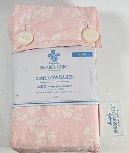 One Set Simply Shabby Chic 2 King Pillowcases 20" x 40" Floral 250 Thread Count - Picture 1 of 5