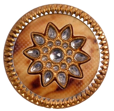 Antique VICTORIAN Celluloid Cut-Out Glass Jewel BUTTON NICE 1&1/4 - Image 1 of 4