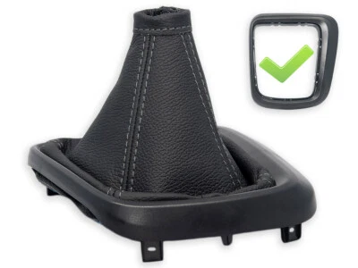 PARA FIAT TIPO II FUNDA PALANCA DE CAMBIO CUERO NEGRO COSTURAS GRIS + MARCO - Imagen 1 de 4