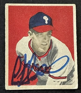 CURT SIMMONS ~ 1949 Bowman Rookie Signed Autograph RC (d. 12/13/22) PHILLIES - Picture 1 of 3