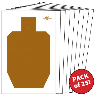 FREEDOM GUN TARGETS 25 Pack Paper Shooting Targets For Gun Range Rifle Pistol Gun Competition 23x35