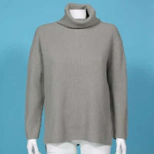 Nordstrom Signature Cozy Cashmere Turtleneck Sweater Womens size S moss-gray 259 - Picture 1 of 7