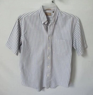 Natural Issue синий белая полоса коротким рукавом кнопка спереди рубашка * Sz M * - Изображение 1 из 4