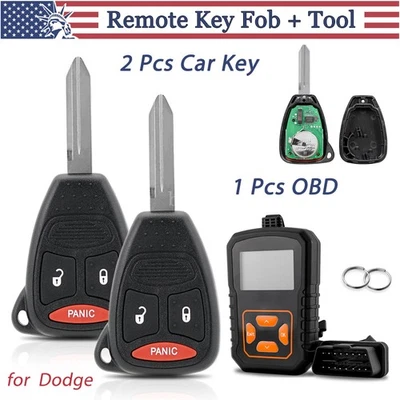 2x New Remote Key Fob + Tool Kit For 2004 2005 2006 2007 2008 2009 Dodge Durango - Image 1 of 4