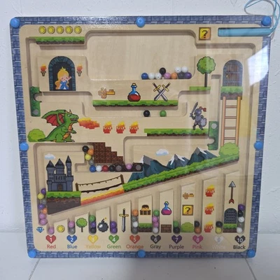 Magnetic Color and Number Maze Castle Dragon Wooden Matching Counting Puzzle  - Image 1 of 4