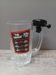 Taza de vidrio de cerveza vintage The Ringer con campana de bicicleta en mango - Funciona  - Imagen 1 de 2