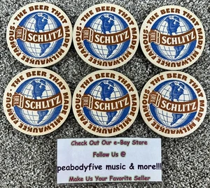 Lot Of 6 VINTAGE JOS. SCHLITZ BEER COASTERS "Trade Mark Pure" Unused? Milwaukee - Picture 1 of 2