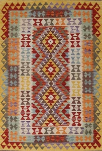 Flat-weave Reversible Kilim Wool Rug 4x6 Oriental Tribal Home Decor Carpet - Picture 1 of 10