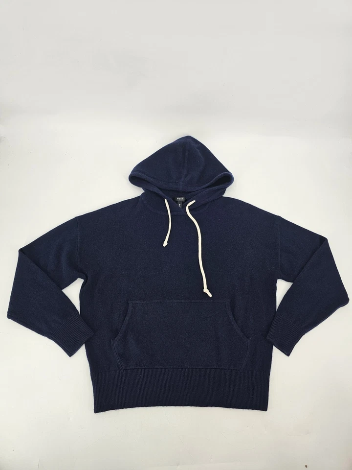 Aqua 羊绒短羊绒连帽衫女式小号海军蓝 — 第 1/4 张图片