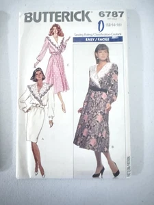 🌹 BUTTERICK 6787 Schalkragen Kleid Ballonärmel Sanduhr Muster 12-16 FF - Bild 1 von 4
