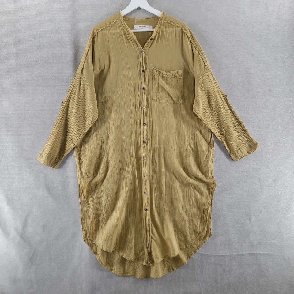 Vestido We The Free Para Mujer XL Dorado Gauzy Midi Camisa Abotonada Lagenlook Boho Fluido Foto 1 de 4