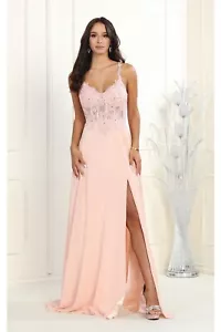 Womens Dresses For Prom Formal Evening Long V-Neck Sleeveless A-Line Plus Size - Picture 1 of 14