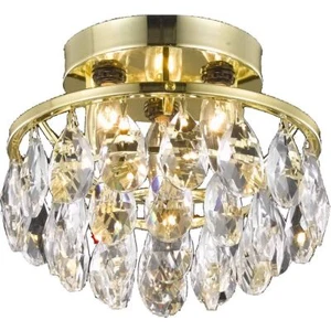 Gold Crystal Balls Flush Mount Ceiling 3 Light Kitchen Bathroom Lighting Fixture - Picture 1 of 2