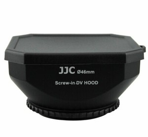 JJC LH-DV46B BLK 46mm Screw-in DV Camcorder Square Lens Hood with Cap and Strap
