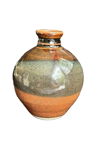 Vintage Whynot North Carolina Pottery Bud Vase 4" Tall Tricolor Clay Pottery - Picture 1 of 10