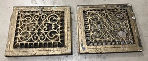 2 Antique Cast Iron Arch Heat Grate Register Old Vent Cover 1911 - Picture 1 of 18