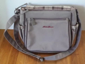 Eddie Bauer Diaper Bag Tote Greenish/Tan Baby Bottle w/ Pockets Adjustable Strap - Picture 1 of 8