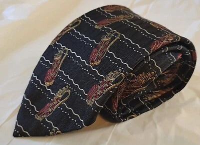 Jack Nicklaus Men's Tie Black Gold Maroon Golf Bags Made In USA 100% Silk - Imagem 1 de 4
