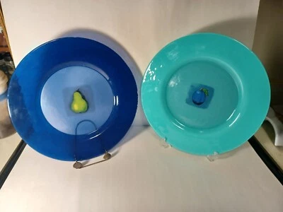 2 platos de vidrio Dibbern Alemania 13" para servir pera azul, ciruela verde azulado. ¡Bonito! Foto 1 de 4