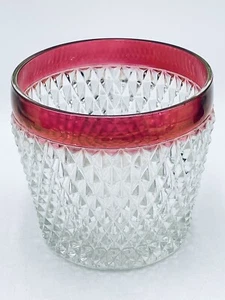 Vintage Indiana Glass Diamond Point Cranberry Ruby Red Flash Ice Bucket - Picture 1 of 10