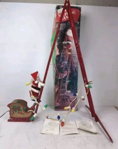 Vintage 94 Mr Christmas Stepping Santa Leiter kletternd animierte musikalische Lichter funktioniert - Bild 1 von 6
