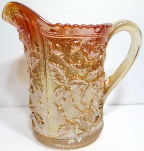 Vintage Imperial Glass Pitcher Carnival Lustre Rose Marigold 8 1/2" Tall - Picture 1 of 6