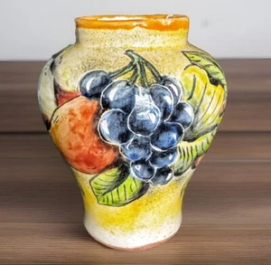 Vaso frutta ceramica MAIOLICA fatto a mano SantaRosa Guanajuato Messico arte popolare FIRMATO - Foto 1 di 6